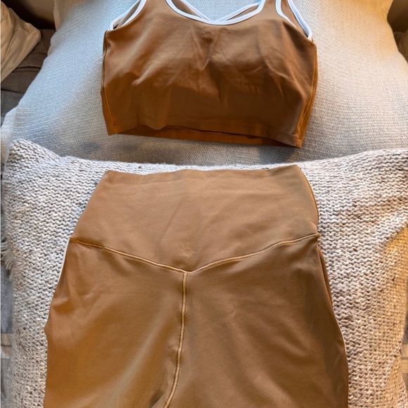 aerie Pants - Aerie Stylish Brown Sports Tank and Leggings Set Size Small